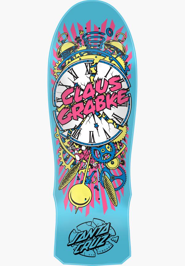 Santa Cruz Grabke Exploding Clock Reissue 10.0" skateboard deck blue