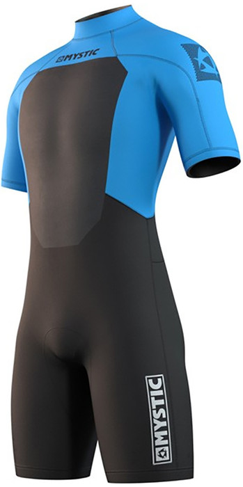 Mystic Brand 3/2 back-zip shorty wetsuit global blue