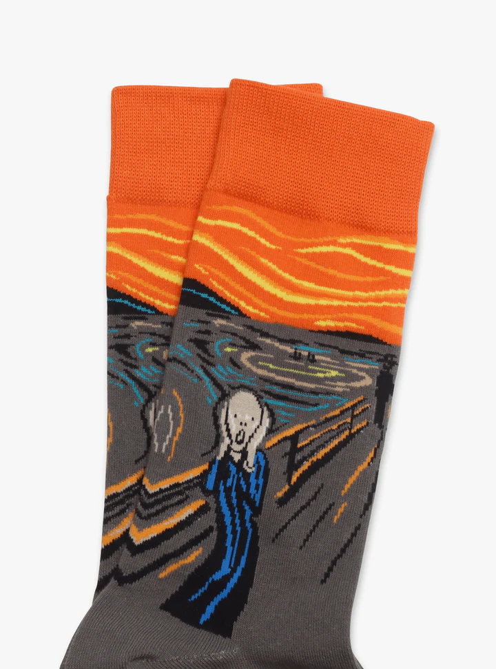 Kunstsokken De Schreeuw sokken bruin / oranje