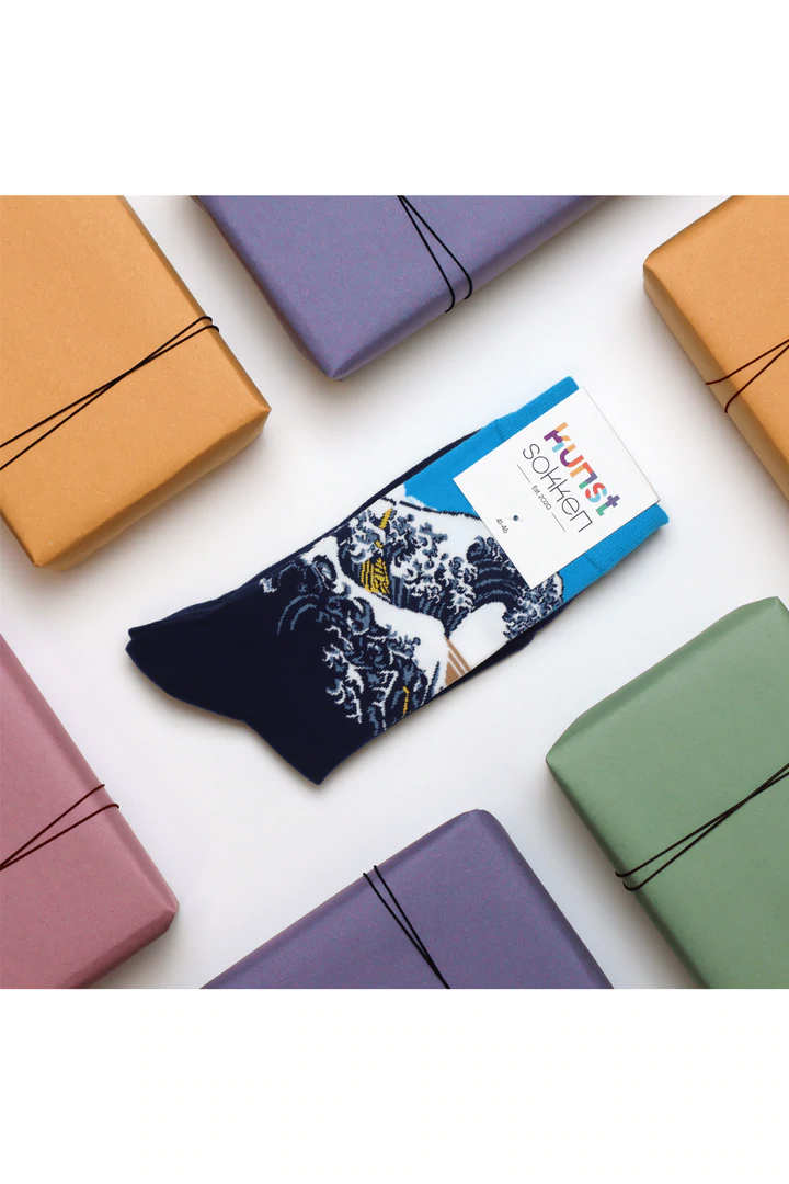 Kunstsokken De Grote Golf van Kanagawa sokken blauw