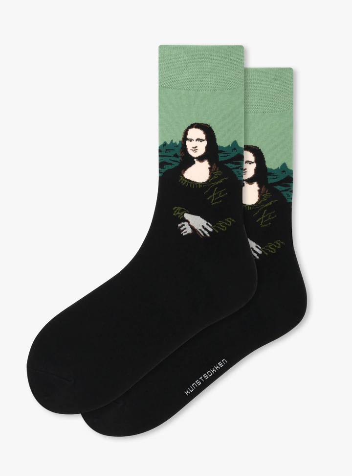 Kunstsokken Mona Lisa sokken zwart / groen
