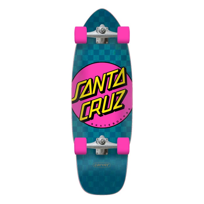 Santa Cruz x Carver Pink Dot Check Cut Back surfskate 9.75"