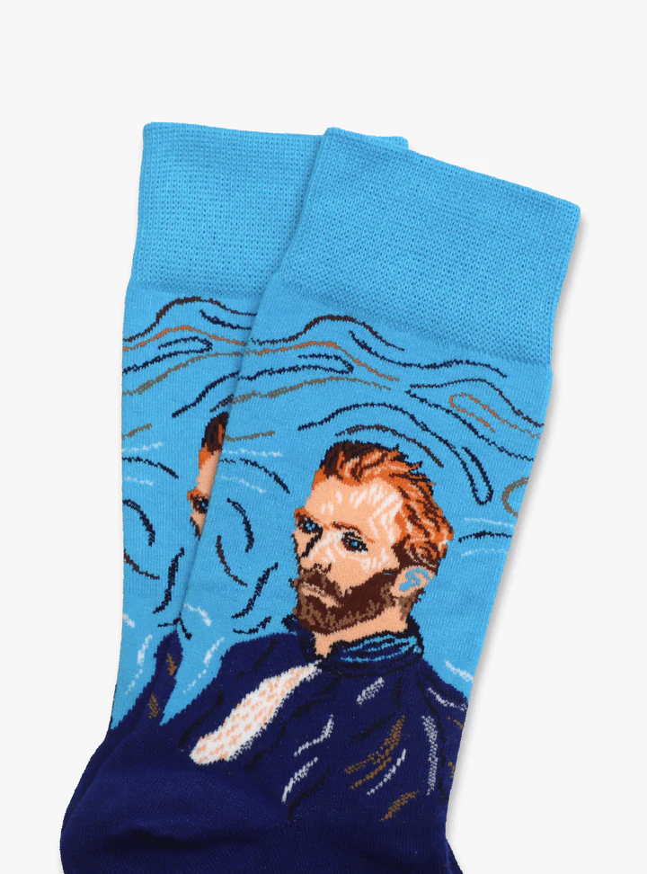 Kunstsokken van Gogh Zelfportret sokken blauw