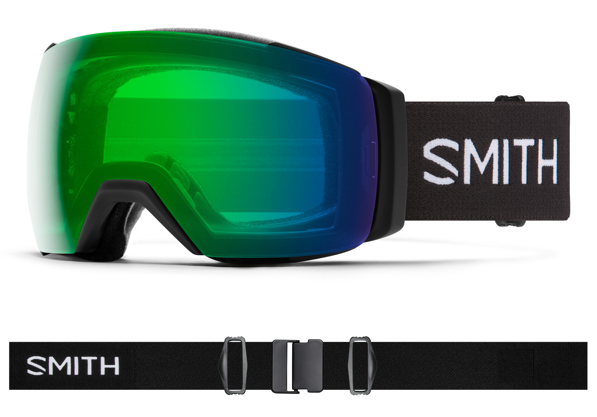 Smith I/O Mag XL goggle black / chromapop everyday green mirror (met extra lens)