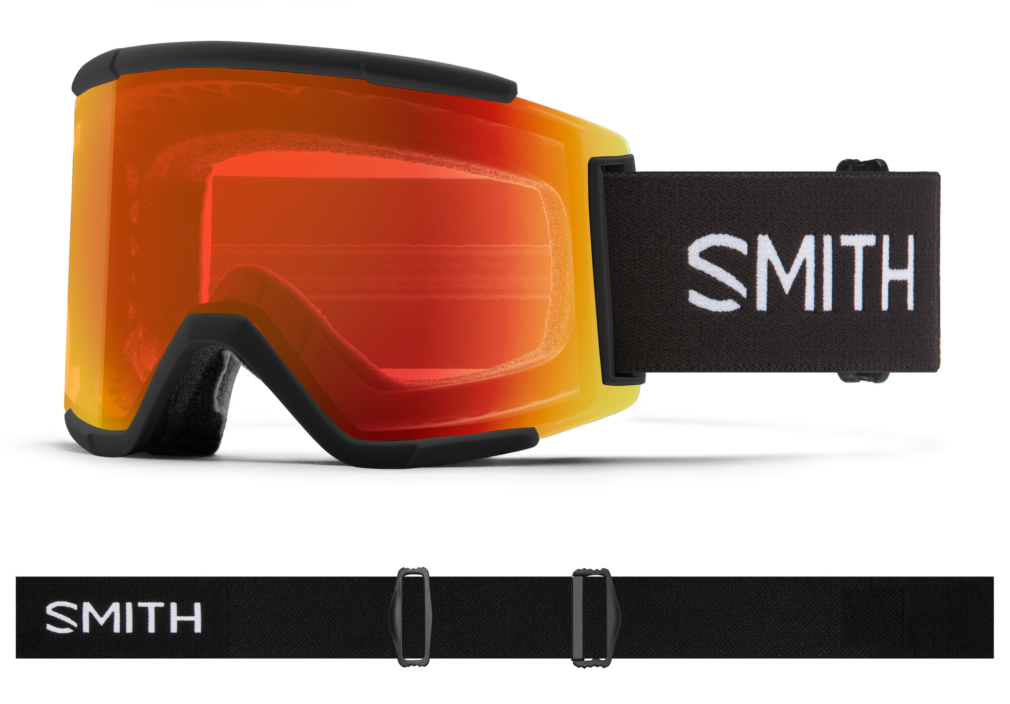 Smith Squad XL goggle black / chromapop everyday red mirror (met extra lens)
