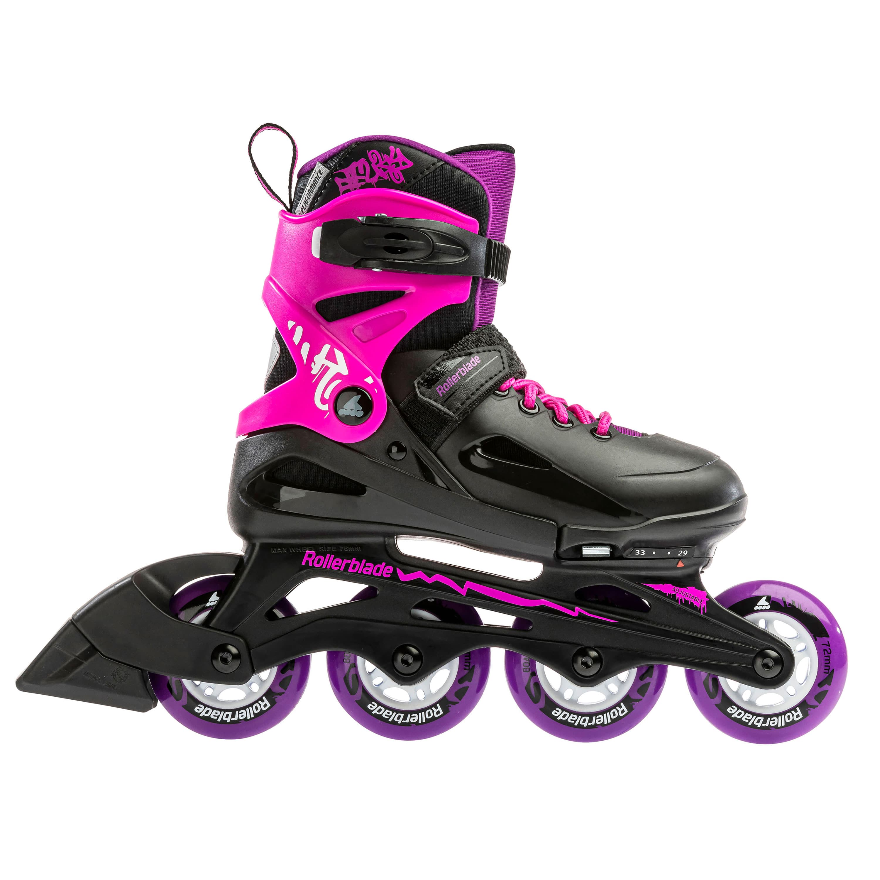 Rollerblade Fury kinder inline skates 72 mm black / pink