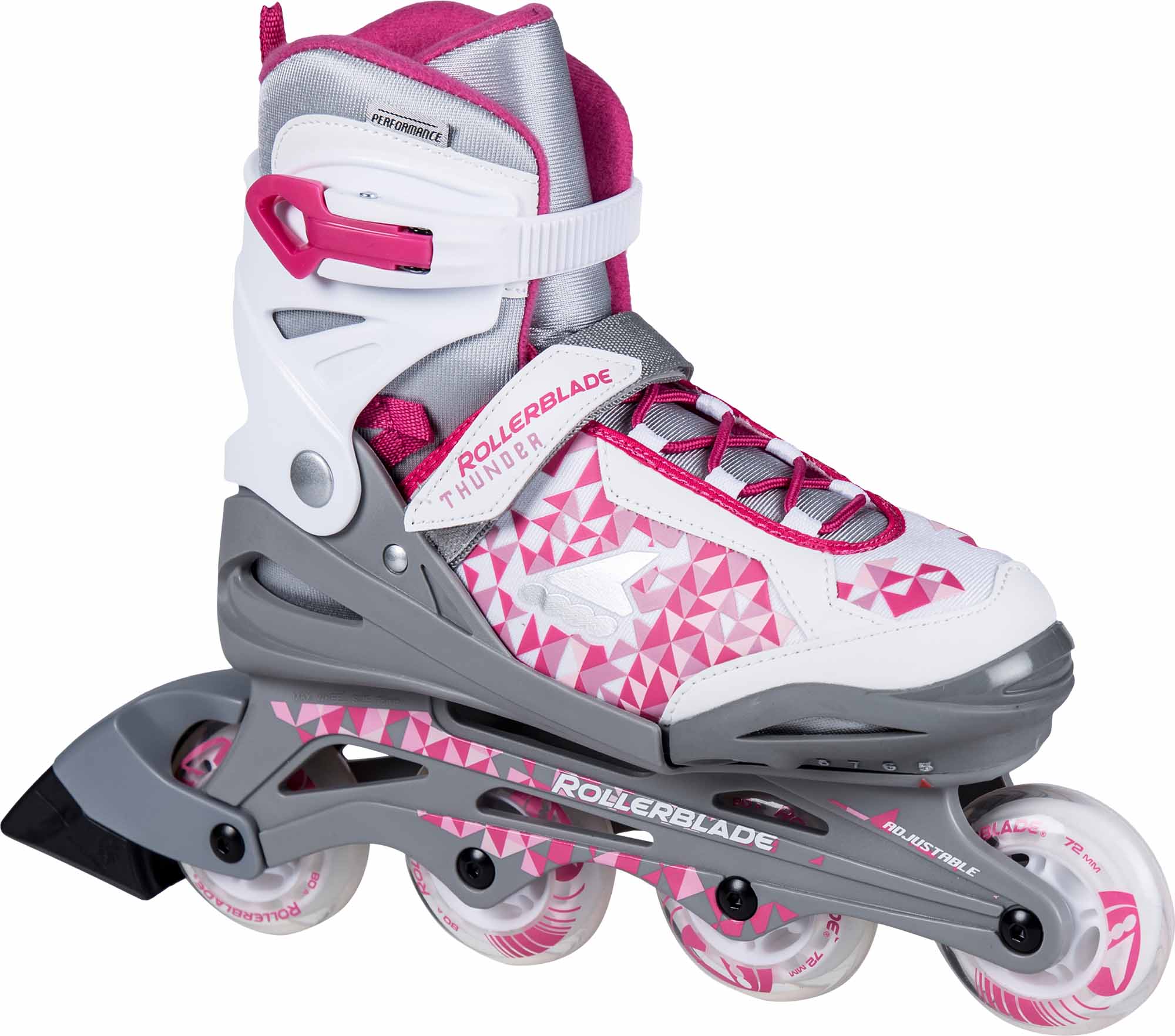 Rollerblade Thunder kinder inline skates 72 mm silver / pink