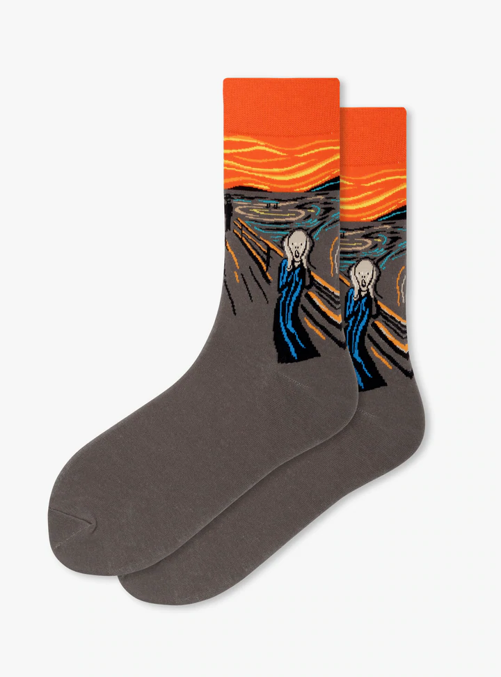 Kunstsokken De Schreeuw sokken bruin / oranje