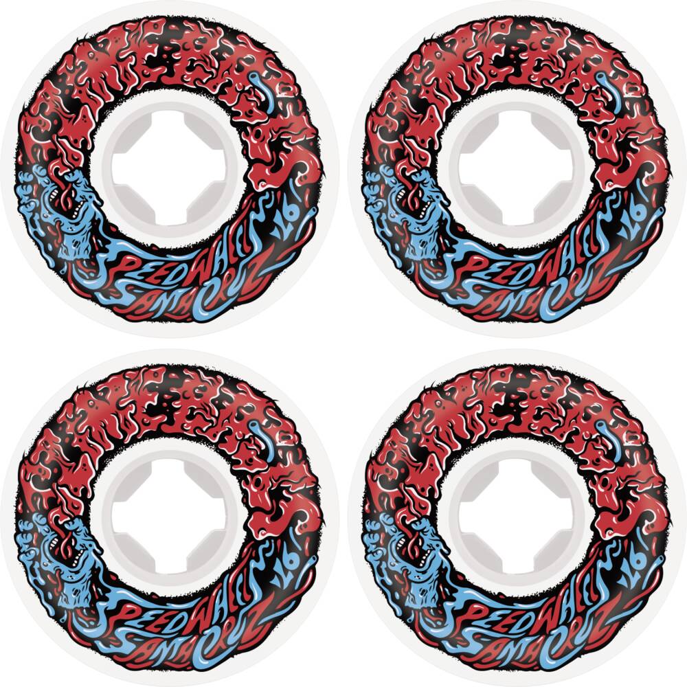 Santa Cruz 53mm Slime Balls Vomit 2 mini 97A skateboardwielen white red blue