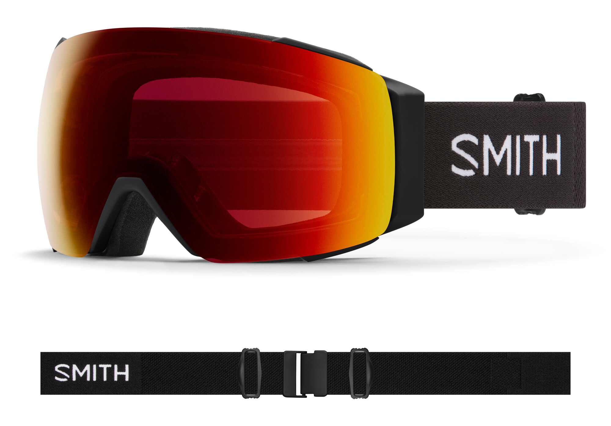 Smith I/O Mag goggle black / chromapop sun red mirror (met extra lens)