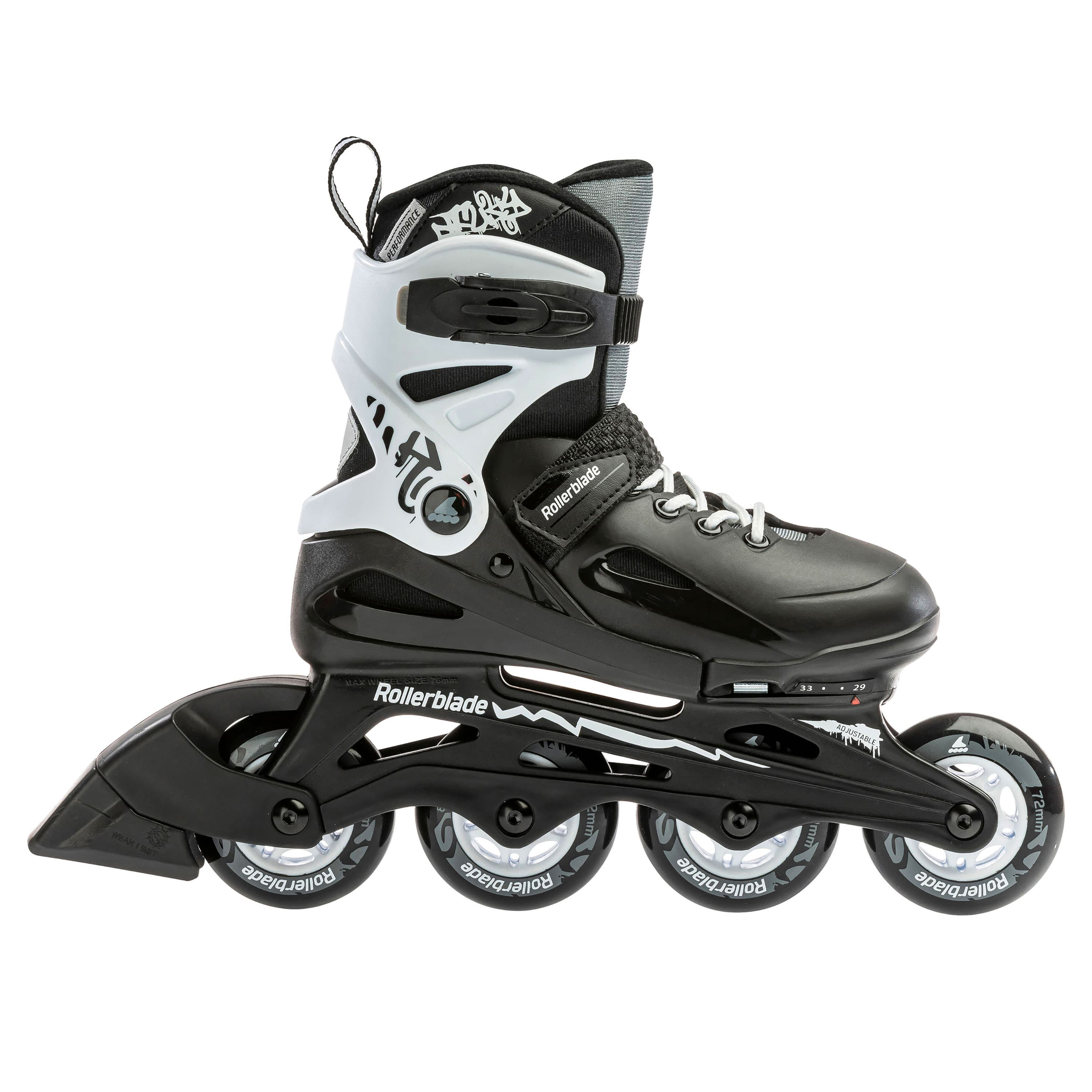 Rollerblade Fury kinder inline skates 72 mm black / white