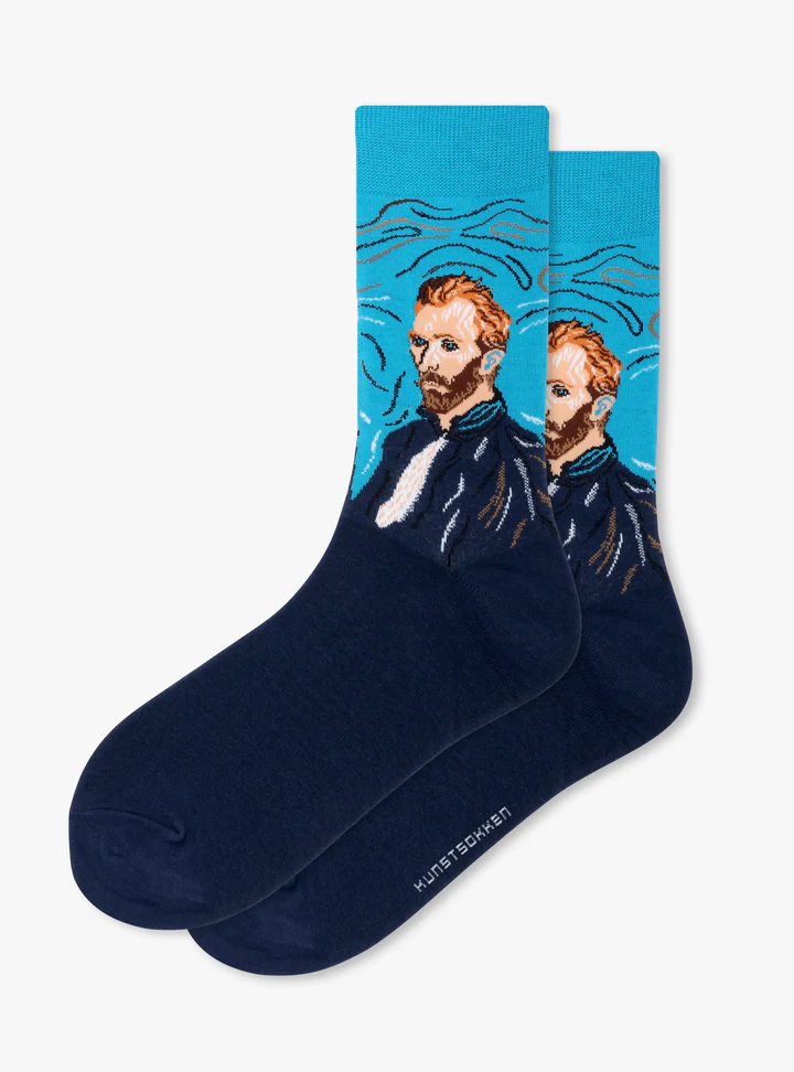 Kunstsokken van Gogh Zelfportret sokken blauw
