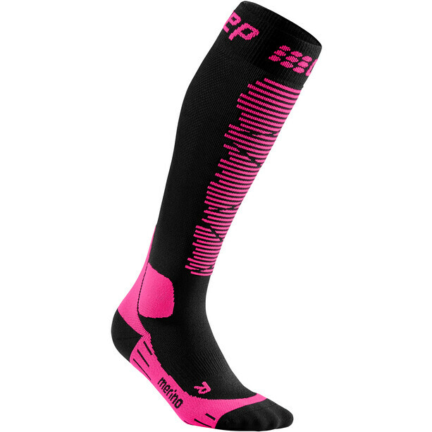 CEP Merino Compression dames skisokken black / pink