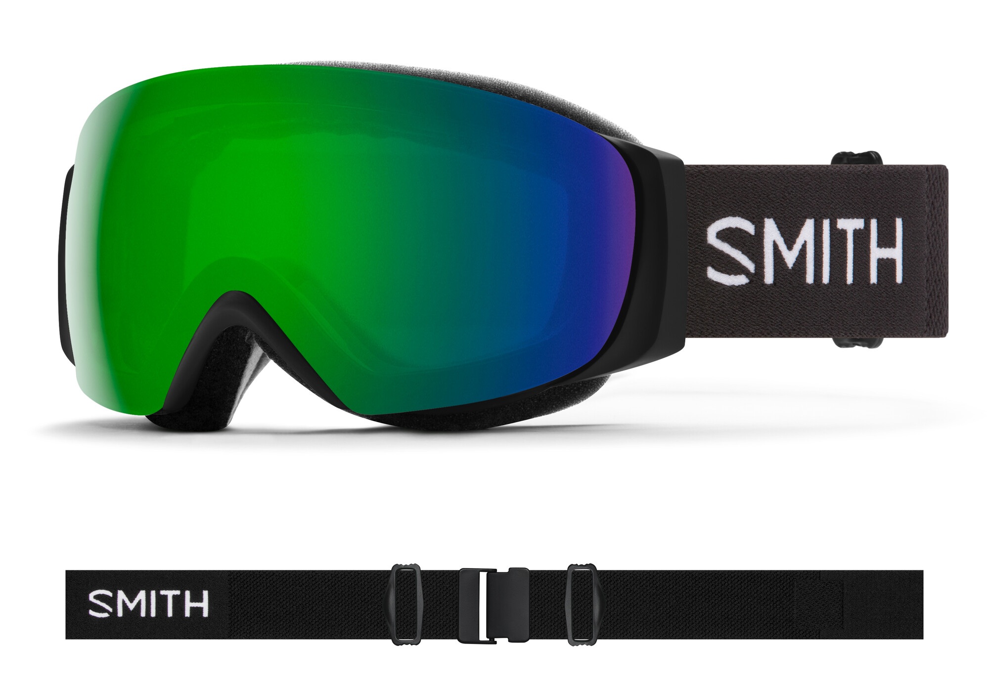 Smith I/O Mag S goggle black / chromapop sun green mirror (met extra lens)