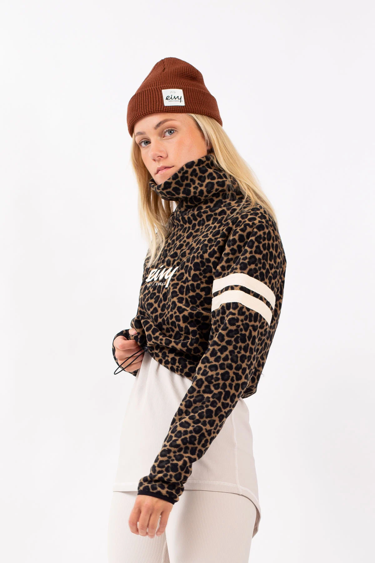 Eivy Peg Zip Cropped Fleece leopard