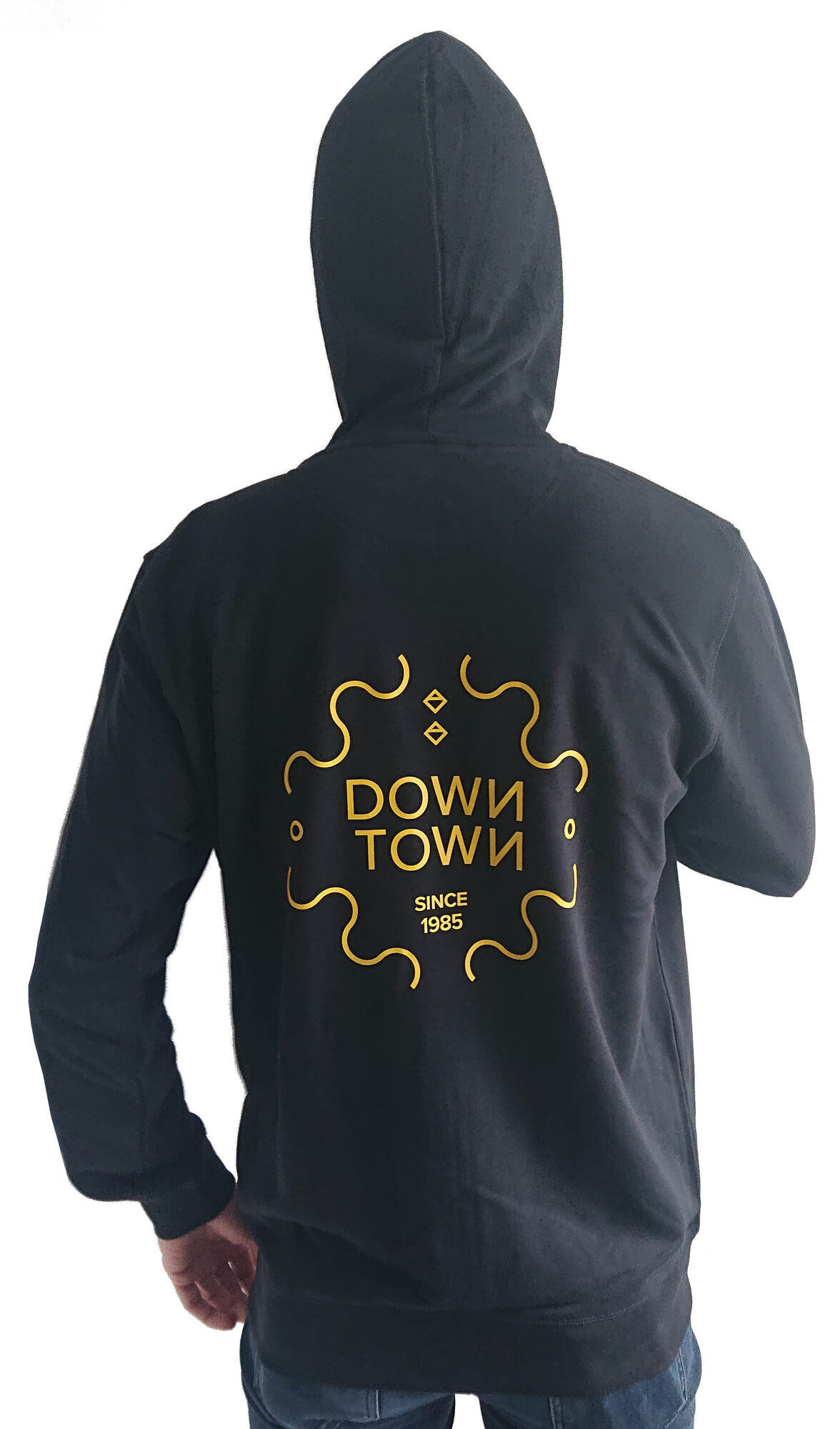 Down Town hoodie met rits zwart