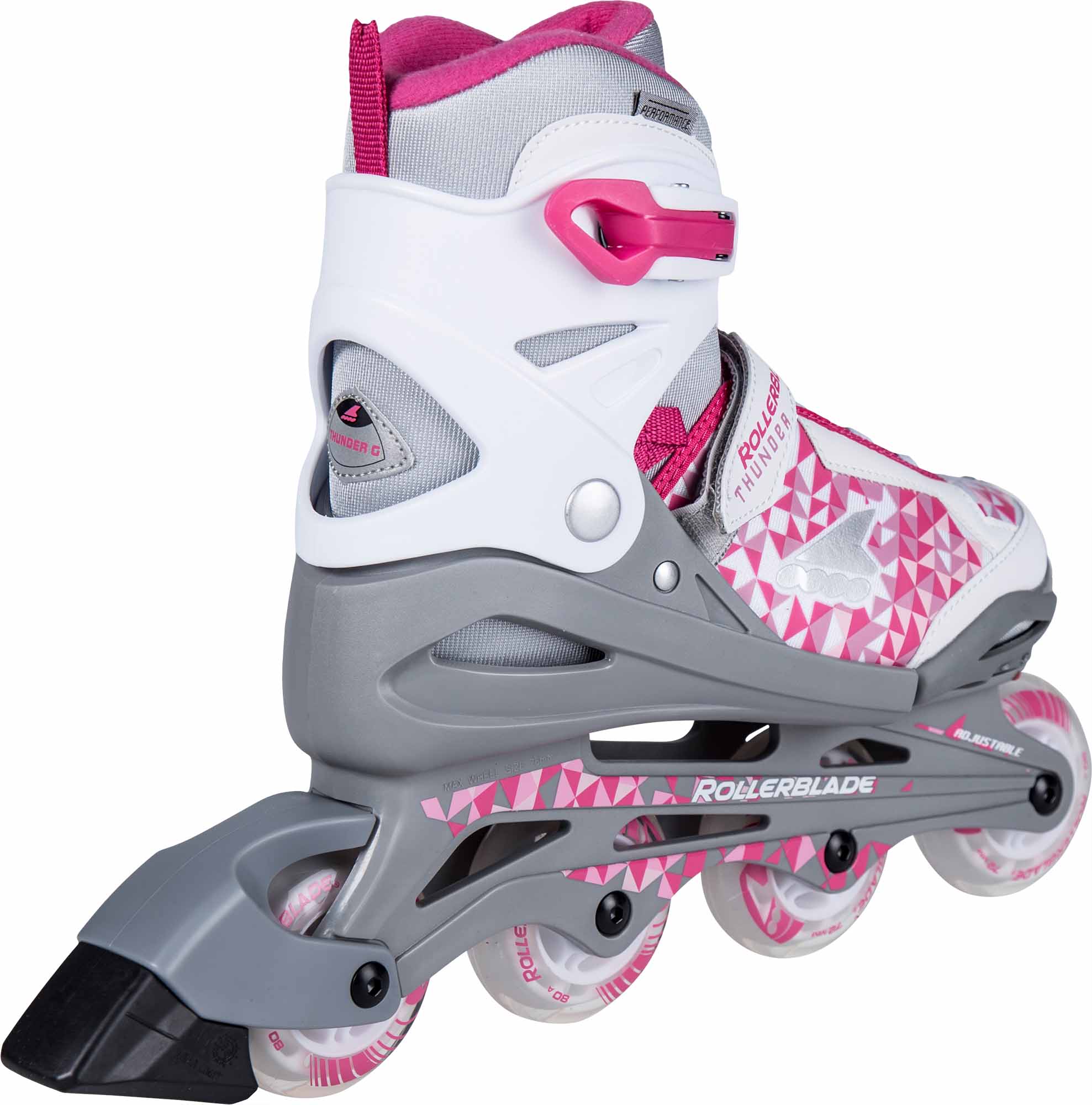 Rollerblade Thunder kinder inline skates 72 mm silver / pink