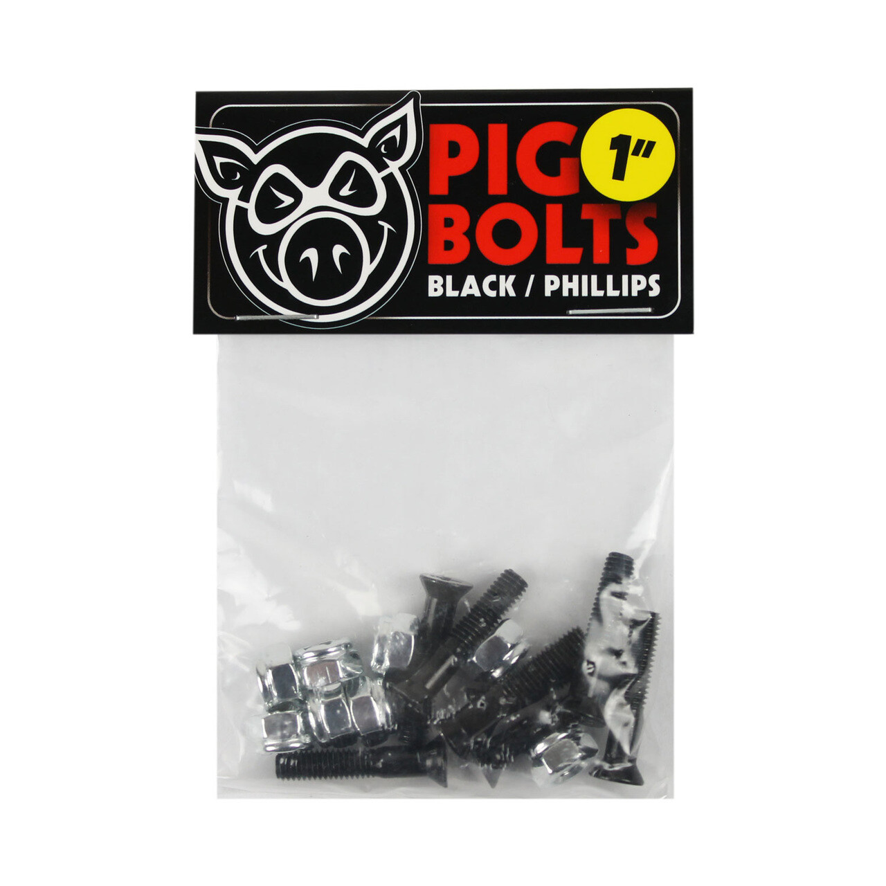 Pig Black hardware 1.25" skateboard schroefjes phillips zwart